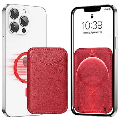Miroddi for MagSafe Wallet, Ultra-Thin Magnetic Wallet with 2 Card Slots | RFID Blocking, No More Falling, Strongest Magnetic Card Holder for iPhone 17/16/15/14/13/12 Series & Pixel 10 Series, Red - color: Red