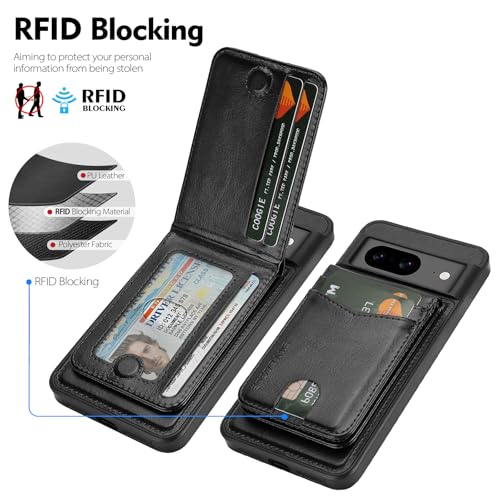 SkyEagle Compatible Magsafe 2 in 1 Detachable Google Pixel 8 Wallet Case with Card Holder Women Men,Magnetic PU Leather RFID Blocking Flip Kickstand Credit Slots,Phone Case for Pixel 8 6.2",(Black) - color: Black, size: Google Pixel 8 - 6.2"