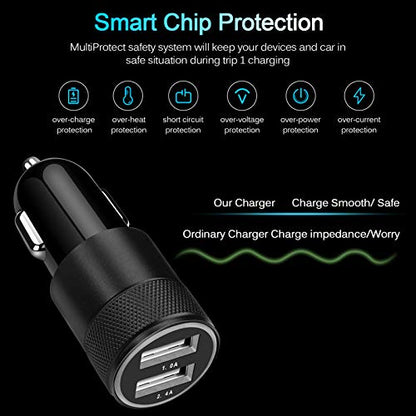 Fast Car Charger, 2Pack 3.4A Fast Charging Car Adapter Dual Port Cigarette