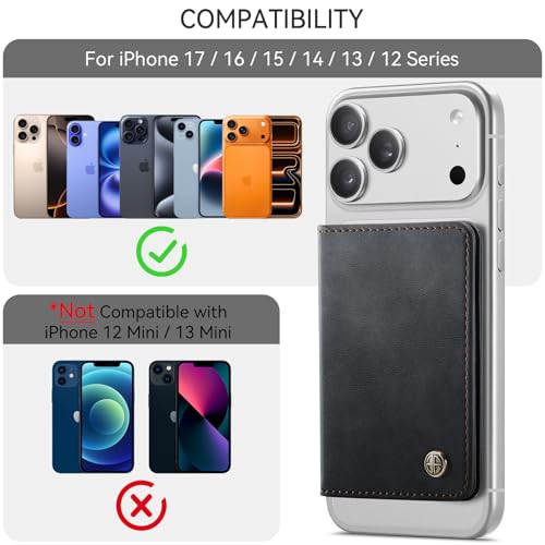 Defencase for Magsafe Wallet Magnetic Card Holder RFID Blocking, R-Black - color: Retro Black
