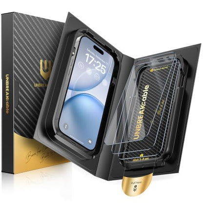 UNBREAKcable iPhone 15 Full-Coverage Screen Protector - 3 Pack | Quick-Install Box, Edge-to-Edge Coverage, 9H Hardness, Ultra HD Clarity, Daily Protection, Smooth Touch - size: iPhone 15