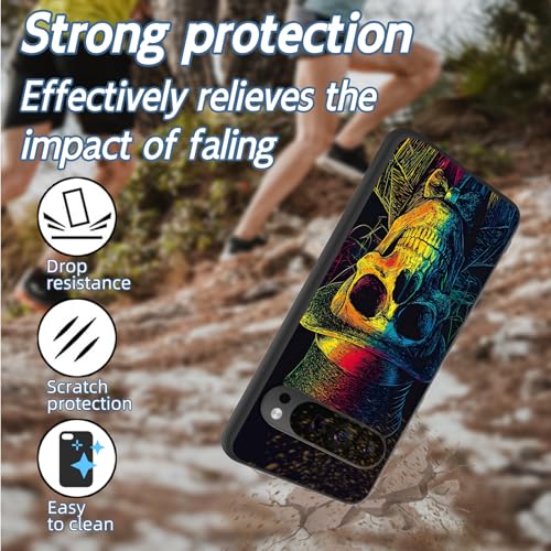 for Google Pixel 9 Pro XL Phone Case TPU Shockproof Full Body Protection Cover 6.8" Gentleman Skull for Pixel 9 Pro XL Lightweight Compatible Wireless Charging Screen Protector Film - color: Gentleman Skull