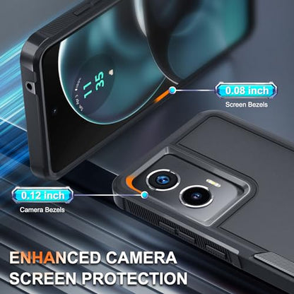 Case Compatible with Moto G Stylus 5G 2024, Full Body Heavy Duty Rugged Shockproof Protective Phone Cover with Lanyard Strap, Tempered Glass Screen Protector, Black Matte | with Tempered Glass Screen Protector+Lanyard Strap,Rugged Shockproof Protective Ph
