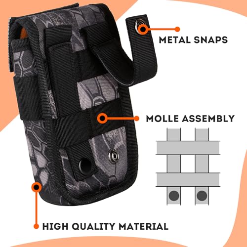 Tactical Phone Holster Pouch Case, Molle Gadget Bag Molle Attachment Belt Holder Waist Bag for 4.7"-6.9" with US Flag Patch for iPhone 18 Pro Max/17 Pro/16 Pro/15 Pro - color: Python Pattern