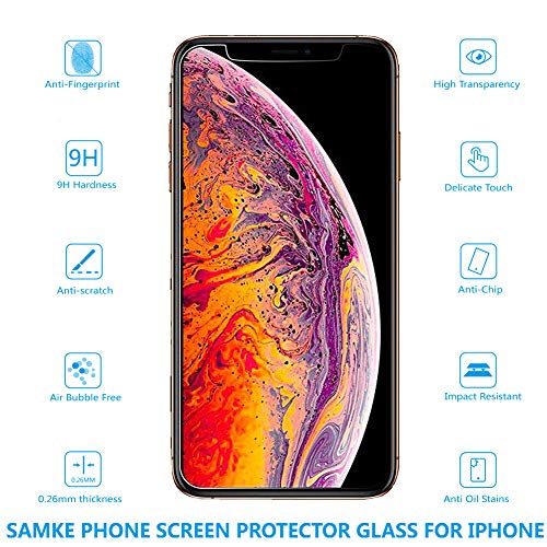 SAMKE Tempered Glass Screen Protector for iPhone XS Max/11 Pro Max, 6.5in - size: iPhone 11Pro Max and iPhone XS Max (6.5-inch)