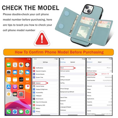 for iPhone 14 Wallet Case, 2-in-1 Detachable Phone Case, Card Holder RFID Blocking, Fashionable Faux Leather Card Slot & Folding Design (Blue 6.1'') - color: Blue, size: iPhone 14