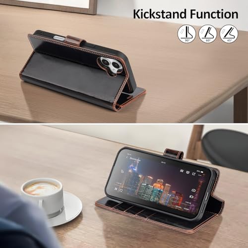 Shieldtop Compatible with MagSafe iPhone 17 Wallet Case,(Coffee) | 2 in 1 Detachable Magnetic,Credit Card Holder Slots,RFID Blocking,PU Leather,Kickstand,Flip Folio Phone Cover for Men & Women - color: Coffee-U1, size: iPhone 17 - 6.3"