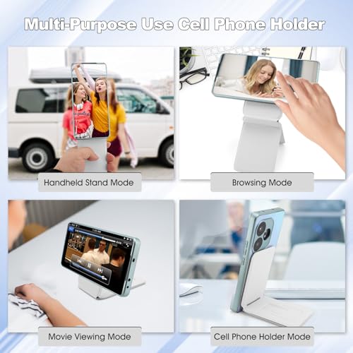 Magnetic Tripod Phone Stand, Slim Foldable Phone Holder for Iphone (Gray) - color: White