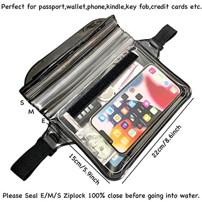 Waterproof Waist Pouch Dry Belt Bag Fanny Pack Keep Your Key Fob Wallet Kindle Phone Dry Perfect For Swim Surf Snorkel(Black) - color: Black