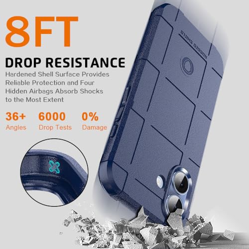 Rugged Shield Case for iPhone 17 (6.3"), 8ft Military Drop Proof, Wear Resistant Tactical Cover, Navy Blue - color: Navy Blue, size: iPhone 17