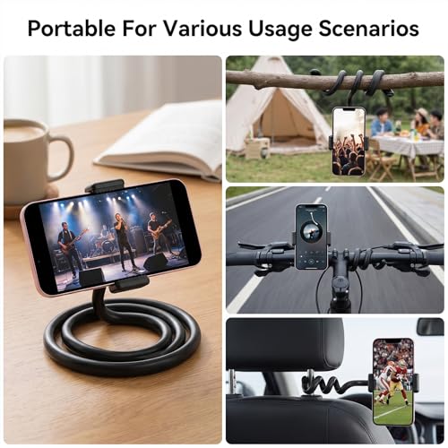 Portable Stroller Phone Holder Flexible Cell Phone Holder Adjustable Universal Stroller phone Mount Soft Silicone Bike Strollers Attachment for Most Cellphone Hand Operation Buggy Handlebar Pushchair