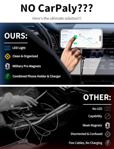 Mag Safe Car Mount Charger, 3 in 1 [LED RGB HandsFree] Wireless Car Charger