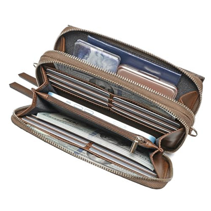 RFID Crossbody Wallet Wristlet Purse with Phone Pocket For Women Vegan Leather - color: Zh-jacquard-bronze