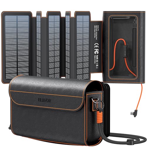 BLAVOR Portable Foldable Solar Charging Pack 10W, Built-in Charging Cable - color: Black