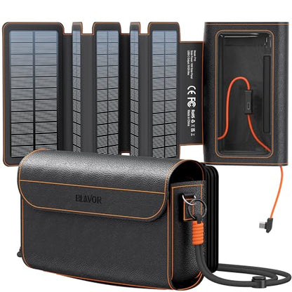 BLAVOR Portable Foldable Solar Charging Pack 10W, Built-in Charging Cable - color: Black