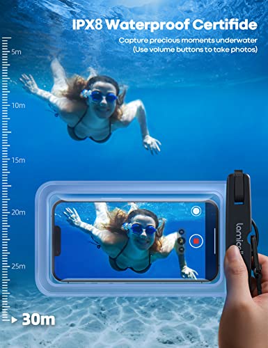 Lamicall Waterproof Phone Pouch, [2 Pack] IPX8 Water Proof Cell Phone Case | Beach & Cruise Essentials, Touch Screen, Dry Bag for iPhone 17 16 15 14 13 12 11 Pro Max Plus, Galaxy S25, for 7" with Case - color: Transparent & Transparent
