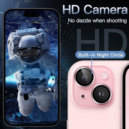 JETech Camera Lens Protector for iPhone 15/15 Plus, Pink, 1 Set - color: Pink