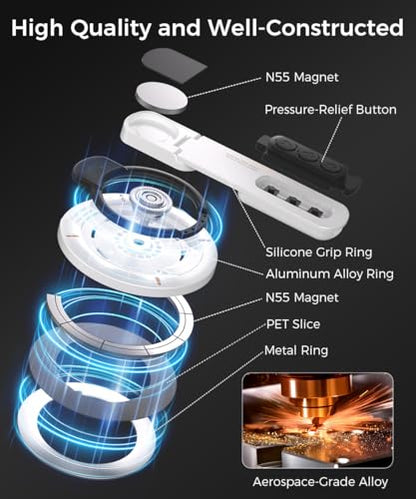 Phone Grip for Magsafe Phone Stand 360°Roration Gym Holder (White) - color: White