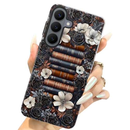 Case for Samsung Galaxy S26 Plus,Camera Protection Soft Glossy Phone Case - Book Flowers Retro - color: Book Flowers Retro, size: Samsung Galaxy S26 Plus