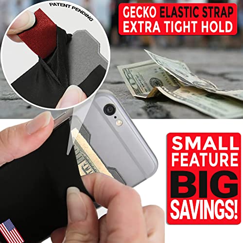 Phone Wallet - Adhesive Card Holder - Cell Phone Pouch - Stick on Lycra Pocket by Gecko - Carry Credit Cards and Cash - color: USA FLAG