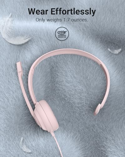 NUBWO HW02 USB Headset with Microphone Noise Cancelling & in-line Control - color: Pink, size: 1 pack