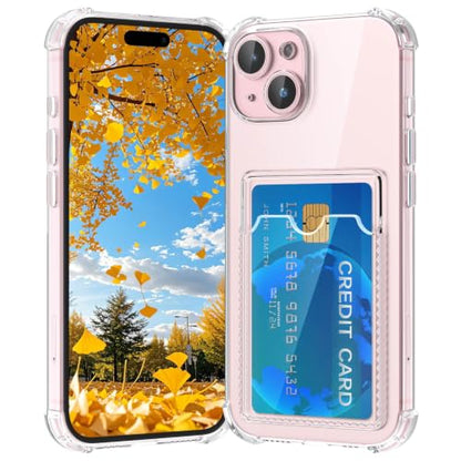 Compatible with iPhone 15 Case with Card Holder, Wallet Case Clear Slim Soft Protective Cover Shockproof Anti-Scratch Phone Card Case for iPhone 15 - size: iPhone 15