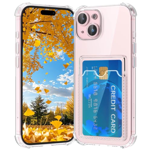 Compatible with iPhone 15 Case with Card Holder, Wallet Case Clear Slim Soft Protective Cover Shockproof Anti-Scratch Phone Card Case for iPhone 15 - size: iPhone 15