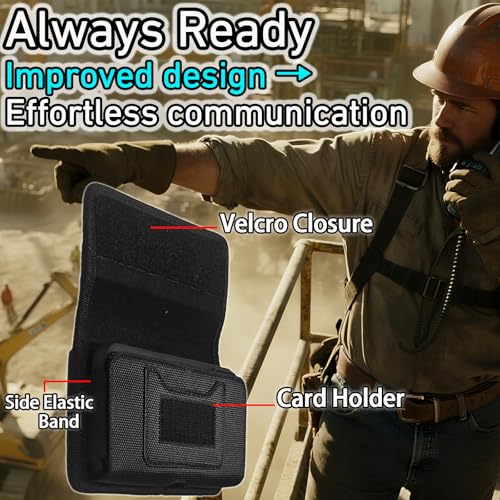 DpS Cell Phone Holster for iPhone 16/15/14/13/12 Pro Max & Plus,Galaxy S24/23/22 +Plus&FE,with RFID,with Belt Clip, Rugged Nylon Carrying Pouch w Card Holder,(Fits Otterbox Cover on),Black (Large) - size: Large