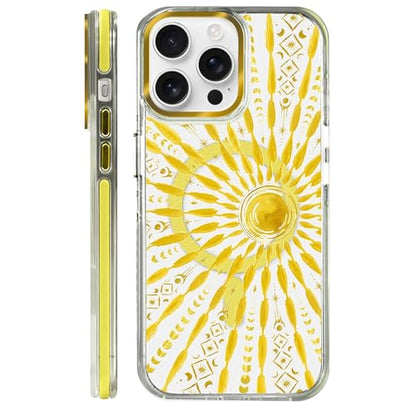 VisEnt Clear Case for iPhone 14 Pro, Magnetic Phone Case, Transparent Slim Cover, Military Grade Protection, Shockproof, Anti-Yellowing, Scratch Resistant, Folk Gold Sun - color: Folk Gold Sun, size: Iphone 14 Pro