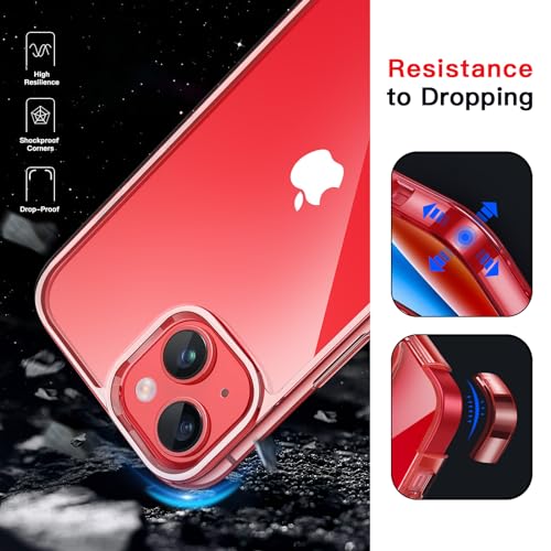 JETech Case for iPhone 14 6.1-Inch, Non-Yellowing Shockproof Phone Bumper Cover, Anti-Scratch Clear Back (Red) - color: Red, size: iPhone 14