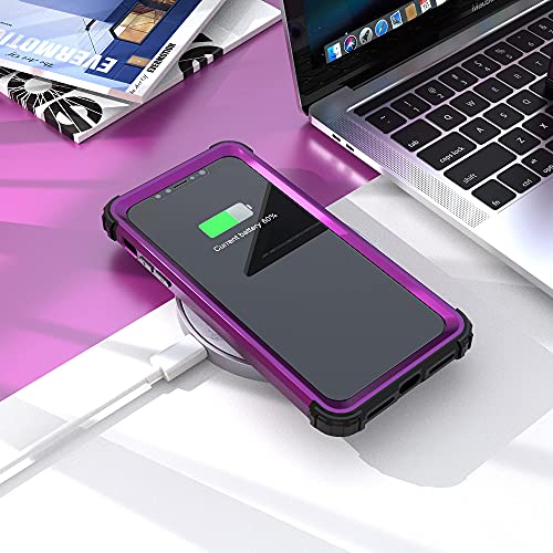 IDweel for iPhone 11 Case with Tempered Glass,Hybrid 3 in 1 Shockproof Slim Heavy Duty Protection Hard PC Cover Soft Silicone Bumper Full Body Case for iPhone 11 6.1 Inch, Navy Purple - color: Navy Purple