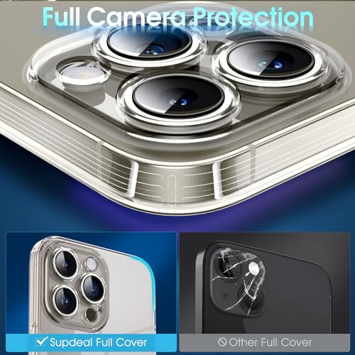 Supdeal Crystal Clear Case for iPhone 15 Pro, [Not Yellowing] [Camera Protection] [Military Grade Drop Tested] Transparent Shockproof Protective Soft Silicone Slim Cover, 6.1 inch, Transparent - color: Transparent, size: iPhone 15 Pro