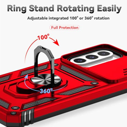 for Samsung Galaxy A17 / Galaxy A26 5G Case, with Slide Camera Cover HD Screen Protector [Military Grade Drop Tested] Ring Holder Kickstand Protective Phone Case for Samsung Galaxy A17, Red - color: Red w/ Slide Camera 2nd gen. Military Grade