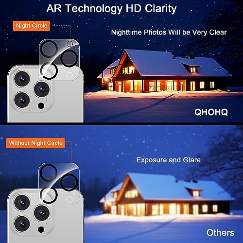 QHOHQ 3 Pack Privacy Screen Protector for iPhone 15 Pro [6.1 Inch] with 3 Pack Camera Lens Protector, Anti Spy Tempered Glass Film, 9H Hardness, HD, Bubble Free, Case Friendly - Black - size: iPhone 15 Pro 6.1 Inch
