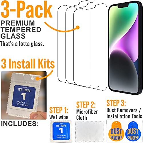 Scooch® Tempered Glass Multipack for iPhone 13 Pro Max, 3 Screen Protectors and 2 Camera Lens Protectors, Premium 9H Tempered Glass, Anti-Scratch, Anti-Fingerprint, Impact Resistant - size: iPhone 13 Pro Max
