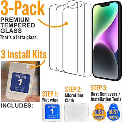 Scooch® Tempered Glass Multipack for iPhone 13 Pro Max, 3 Screen Protectors and 2 Camera Lens Protectors, Premium 9H Tempered Glass, Anti-Scratch, Anti-Fingerprint, Impact Resistant - size: iPhone 13 Pro Max
