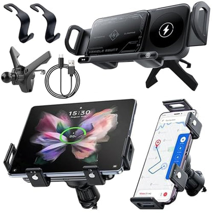 2024 High Intelligent Mobile Phone/Pad Holder, Wireless Car Charger Fast Charging Holder for All Smart Phones (Black) - color: Black