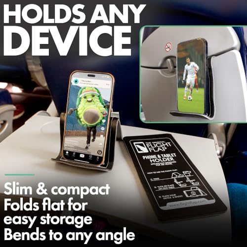 Flight Flap Airplane Phone Holder - Foldable Phone Stand for Plane Travel - color: Black, size: Large