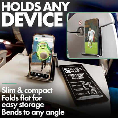 Flight Flap Airplane Phone Holder - Foldable Phone Stand for Plane Travel - color: Black, size: Large