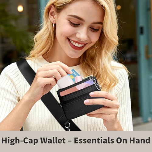 2pcs Clip and Go Strap for Phone with Wallet Crossbody Strap with Pouch - color: 2 Black