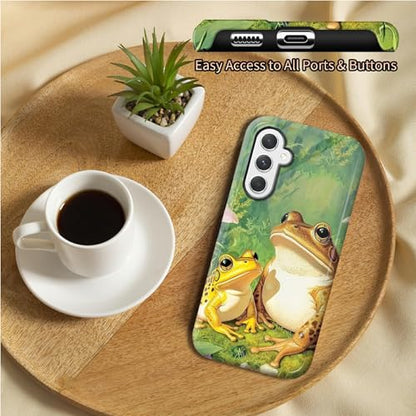 Golden Frogs Phone Case for Samsung Galaxy S25, Dual Layer Shockproof Rugged Cover with Soft TPU + Hard PC, Anti-Scratch Slim Fit Wireless Charging Compatible - color: Golden Frogs, size: 6.2" Galaxy S25
