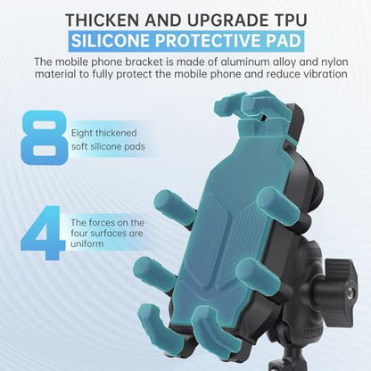 Motorcycle Phone Mount, Motorcycle Phone Holder with Vibration Dampener High Speed Secure Lock Anti Shake for ATV Bike 4.7 to 7.2in Smartphones
