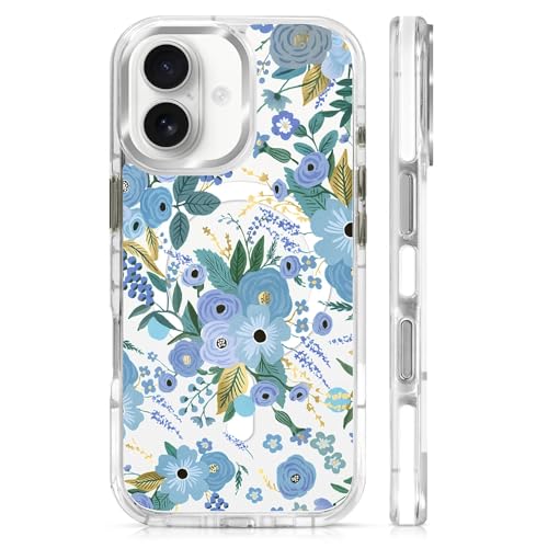 VisEnt Clear Case for iPhone 17, Magnetic Phone Case, Transparent Slim Cover, Military Grade Protection, Shockproof, Anti-Yellowing, Scratch Resistant, Blue Floral - color: Blue Floral, size: Iphone 17