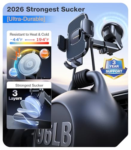 TORRAS 96+LBS Strongest Suction Ultra-Durable Cell Car Phone Holder Mount - color: Navy Blue