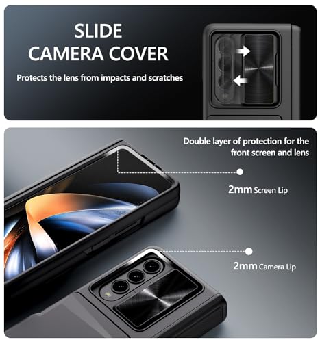 GBEE for Samsung Galaxy Z Fold 4 Case with Card Holder & Kickstand, Black - color: Black