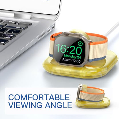 for Apple Watch Charger Stand, Magnetic Fast Charging Dock Portable Design - color: Marble Yellow