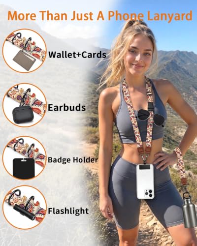 Boho Floral Flower Phone Lanyard Crossbody Wrist Neck Strap Women - color: Boho Floral