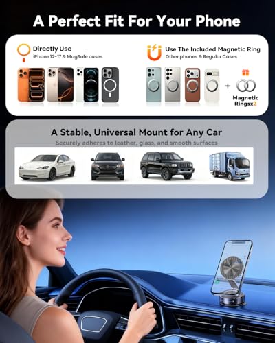 for MagSafe Car Mount, Vacuum Magnetic Car Phone Holder Stand for Your Car - color: Black 4