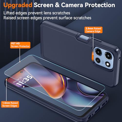 for Motorola Moto G 5G 2025/2026 Case with HD Screen Protector, Moto G Play 2026 Heavy Duty Shockproof Military Grade Full Body Protection Phone Cover (Dk Blue) - color: Dk Blue