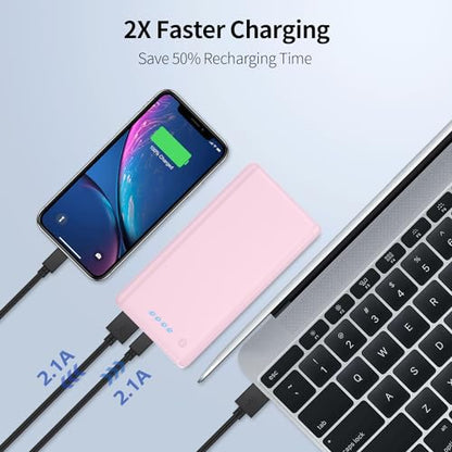 Portable Charger Power Bank 26800mah,Ultra-High Capacity Safer External Cell Phone Battery Pack,2 USB Output High Speed Charging Power bank Compatible with iPhone 17/16/15/14/13 Samsung Android-Pink - color: Pink